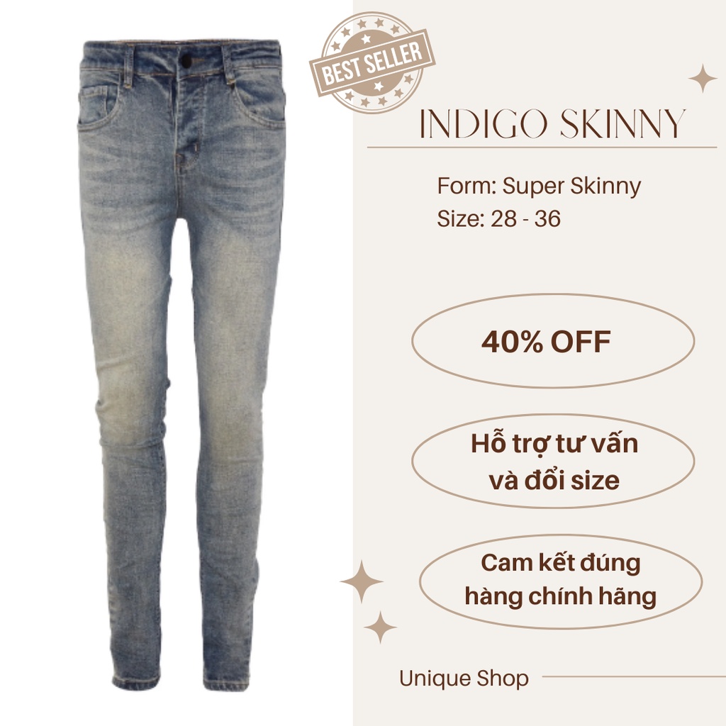 Quần Jeans nam nhập khẩu dáng Skinny | Indigo Skinny Jeans