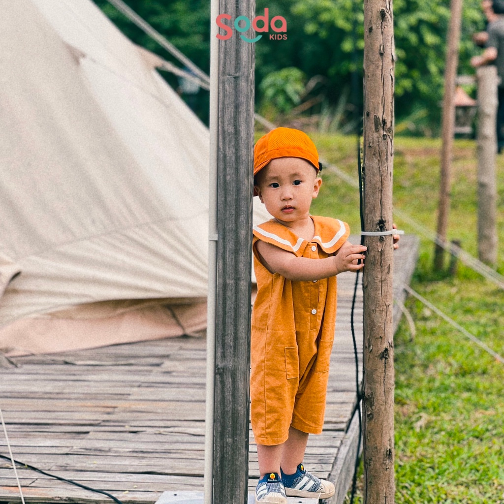 (Hàng thiết kế) Bộ liền cài cúc cổ thủy thủ dành cho bé trai và bé gái