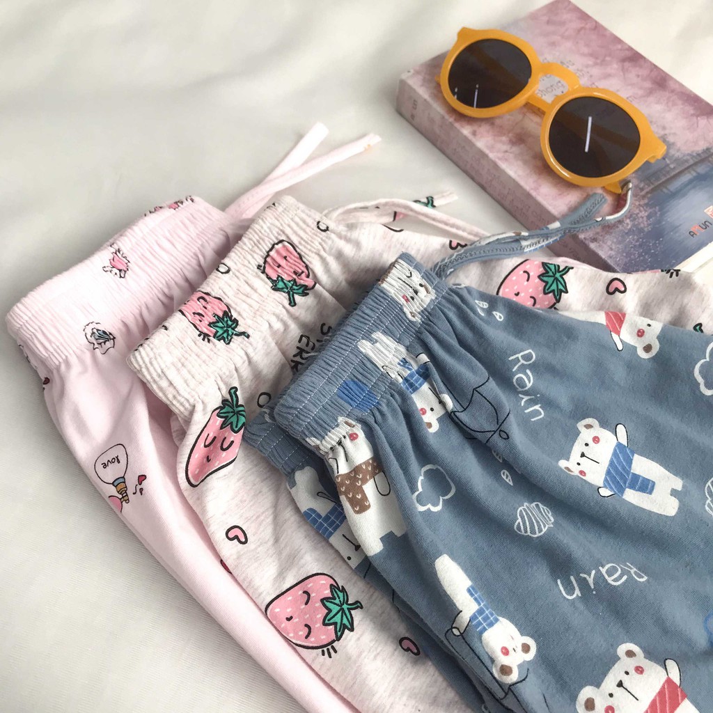 Quần ngủ đùi nữ cotton VM Shop quần mặc nhà lưng thun họa tiết 22STU03T372201 QSU00013 | BigBuy360 - bigbuy360.vn