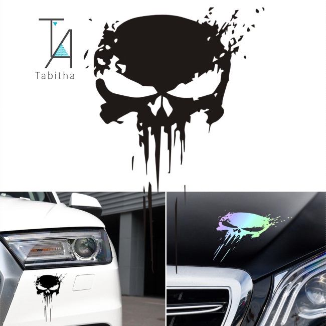 Miếng Dán Trang Trí Xe Hơi Họa Tiết Đầu Lâu Phản Quang Chống Thấm Nước Thời Trang