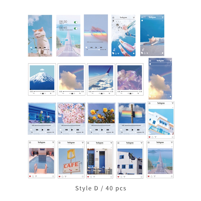 Bộ 40 miếng dán Mr.Paper in ảnh chụp 4 kích thước tùy chọn phong cách cổ điển trang trí album/sổ tay