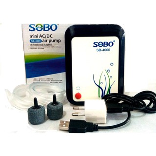 Máy Oxy Sạc dự phòng Sobo SB 4000 2 vòi cho hồ cá