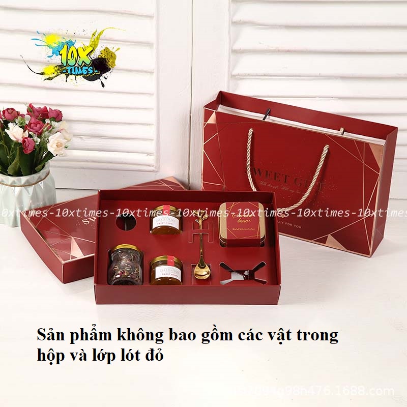 Set hộp 26*16*5.5 cm đựng quà tặng đỏ sweet sang trọng sinh nhật bạn gái bạn trai đối tác, valentine, ngày lễ có quai