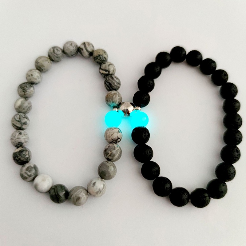 [Hàng mới về] Vòng tay chuỗi đá từ tính phát sáng phối đồ cho cặp đôi tình bạn