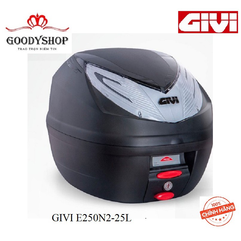 Thùng Đựng Đồ Xe Máy Givi E250N2 Monolock  25 Lít Tặng đế đệm Hàng chính hãng