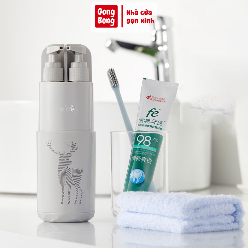 Hộp đựng bàn chải kem đánh răng du lịch cao cấp 8 món có lọ chiết sữa tắm dầu gội đi du lịch nhỏ gọn tiện lợi