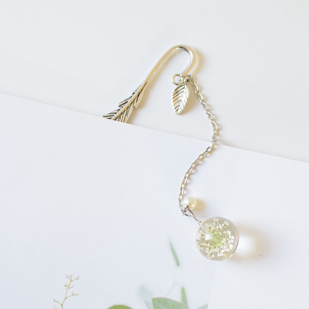 Giá đánh dấu trang sách bằng kim loại họa tiết hoa sấy khô phong cách cổ điển dành cho học sinh / giáo viên