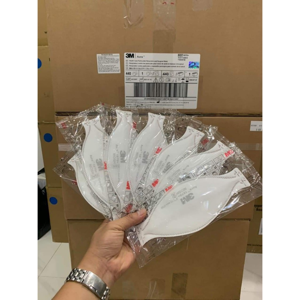 Khẩu trang 3M 1870 chính hãng đạt chuẩn N95 FDA  dây đeo qua gáy kháng khuẩn bụi mịn dùng trong y tế - THINKSAFE