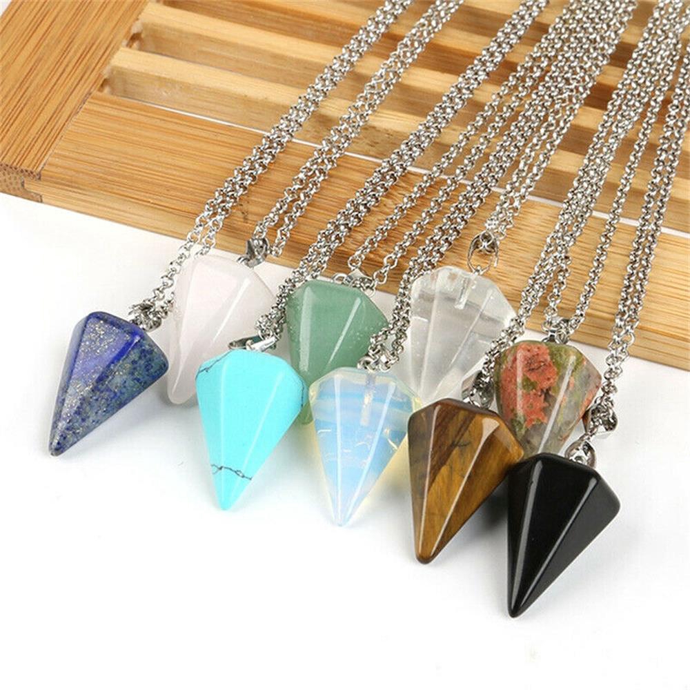 Dây chuyền mặt đá thạch anh hình lục giác thời trang