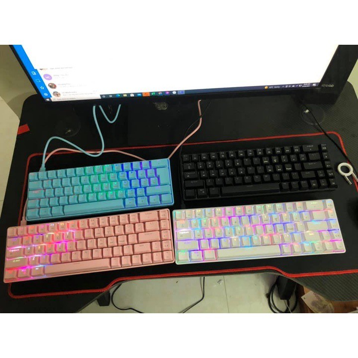 Bàn phím cơ RK68PRO GAMING RGB nhỏ gọn, Led nền RGB cực đẹpBàn phím cơ chơi game Wolf T8 Led RGB 68 phím