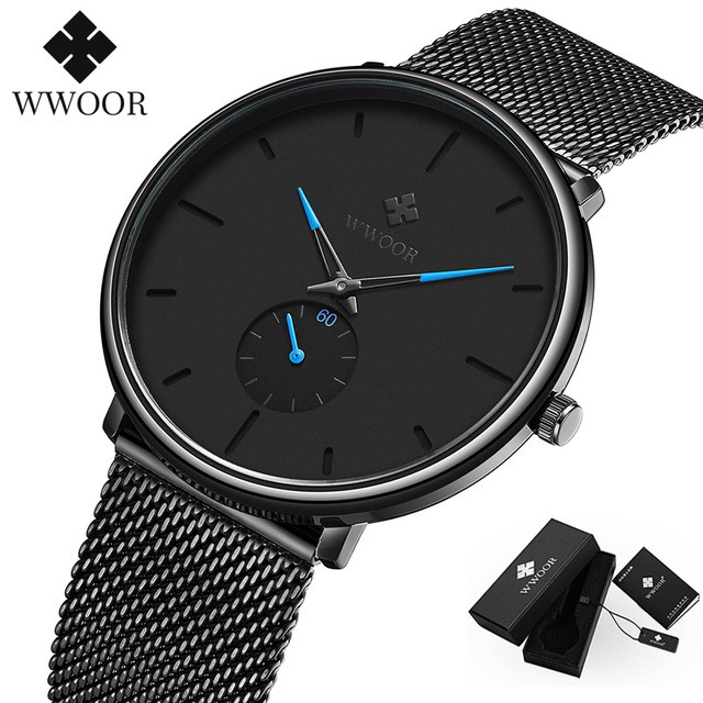 Đồng hồ Quartz WWOOR thời trang nam kháng nước dây thép không gỉ 8855 | WebRaoVat - webraovat.net.vn