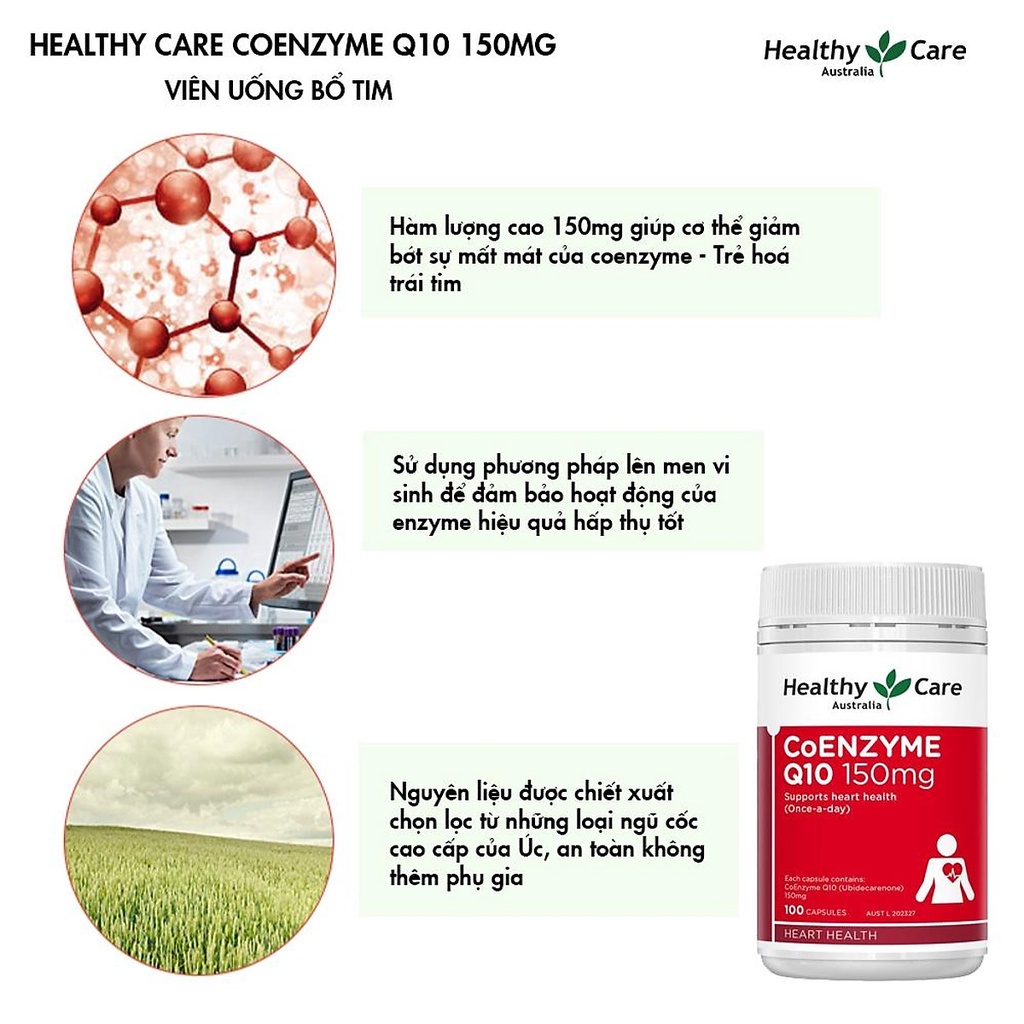 Viên uống bổ tim mạch Healthy Care Coenzyme Q10 100 viên BeautiMax