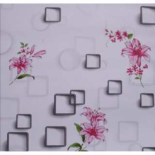 5m x 45cm Decal dán tường có sẵn keo - vuông hoa ly hồng