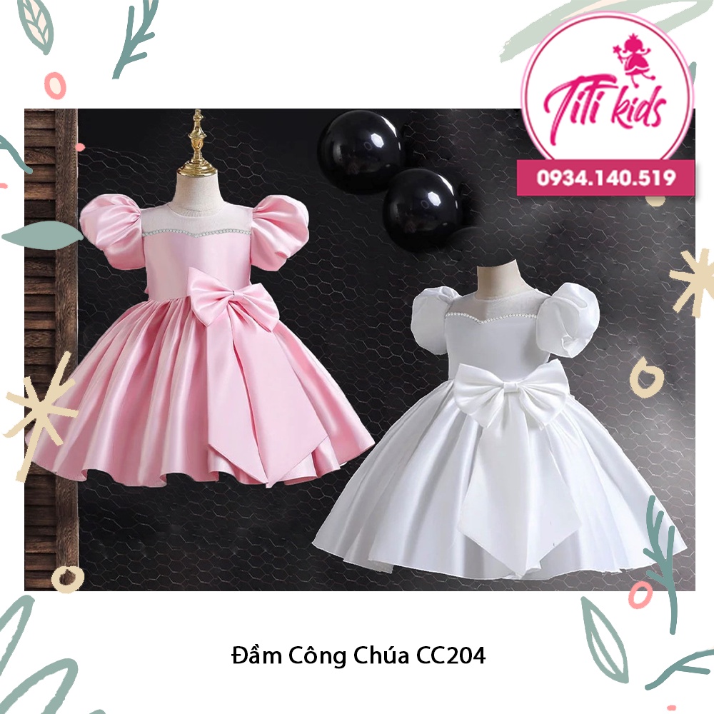 Đầm Váy Cho Bé Gái Cao Cấp Trắng, Hồng Titikids CC204