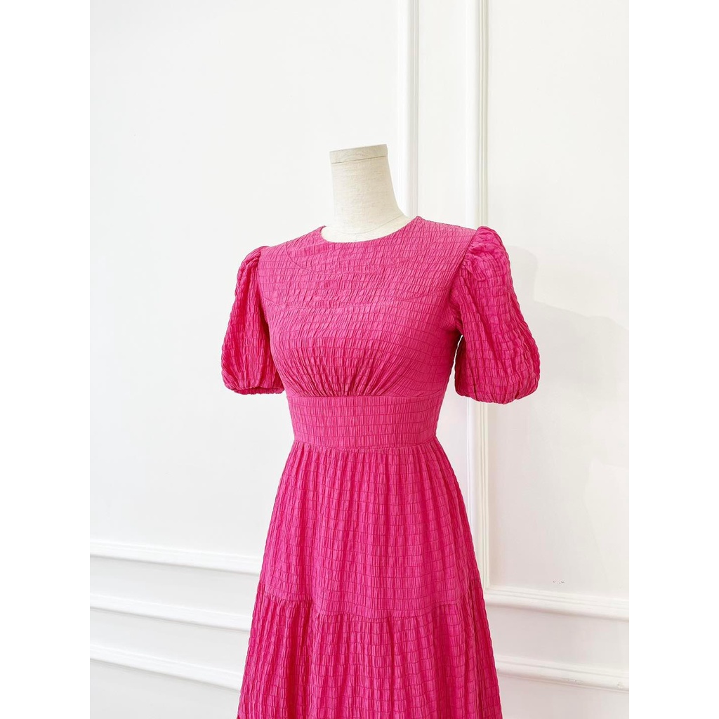 [HÀNG THIẾT KẾ CAO CẤP] Đầm Maxi Tay Phồng Xốp Nhún Phân Tầng Chit Eo Tôn Dáng Đi Biển / Công Sở Màu Trắng