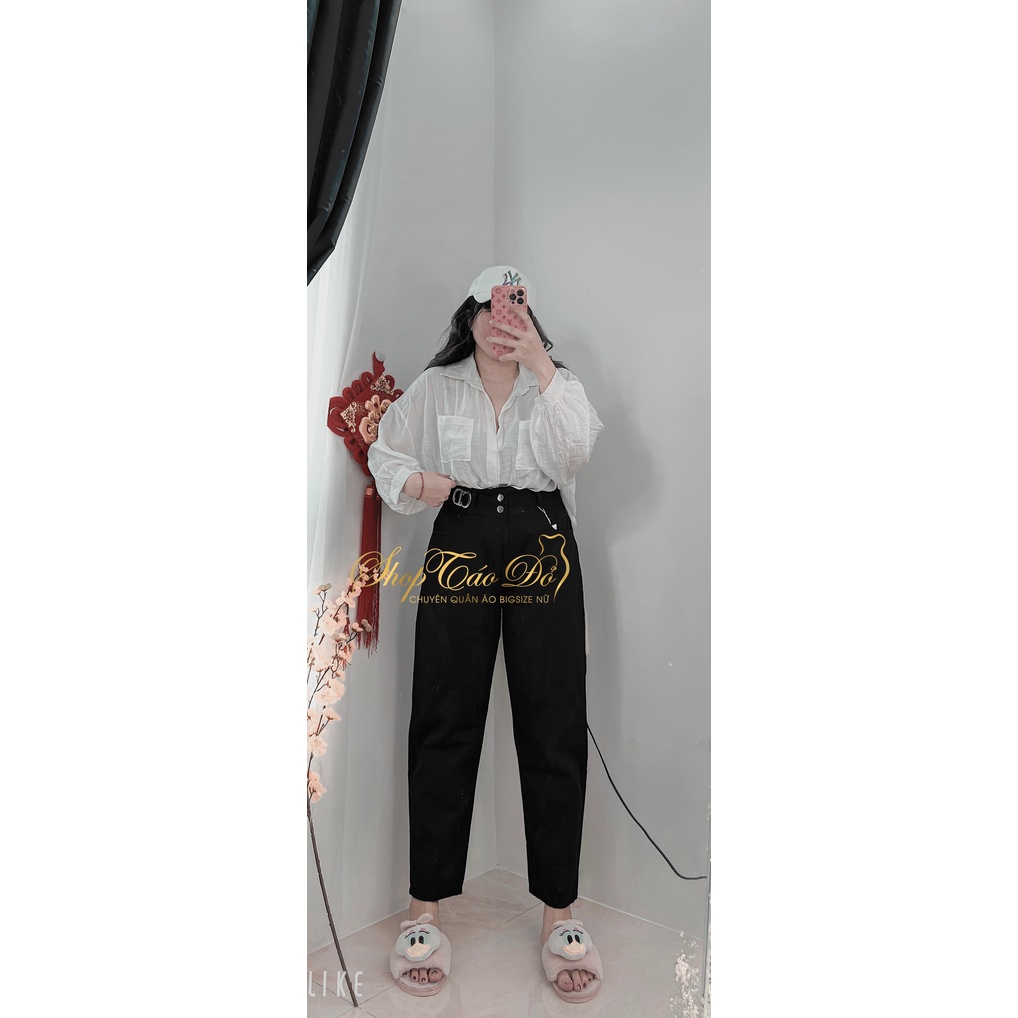 (TÁO ĐỎ BIGSIZE 55-90KG) Quần kaki nữ dáng baggy, siêu lưng cao basic 3 màu nhấn eo CD J08 ( ảnh thật shop chụp )