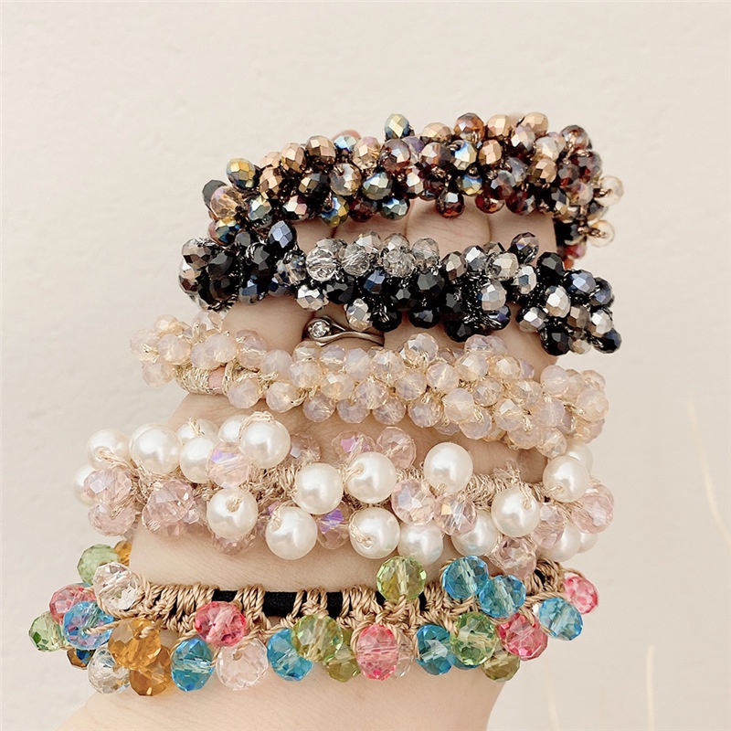 Dây Buộc Tóc Đính Pha Lê Resin Màu Cầu Vồng Hai Cách Sử Dụng Hàng Mới Cho Nữ