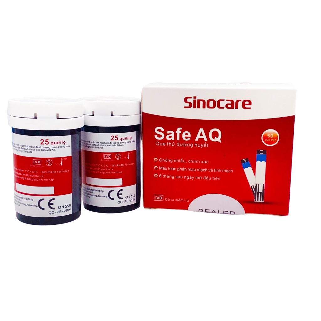 Máy đo đường huyết Sinocare Safe AQ chính hãng ĐỨC kèm 50 que thử TẶNG THÊM 50 kim lấy máu