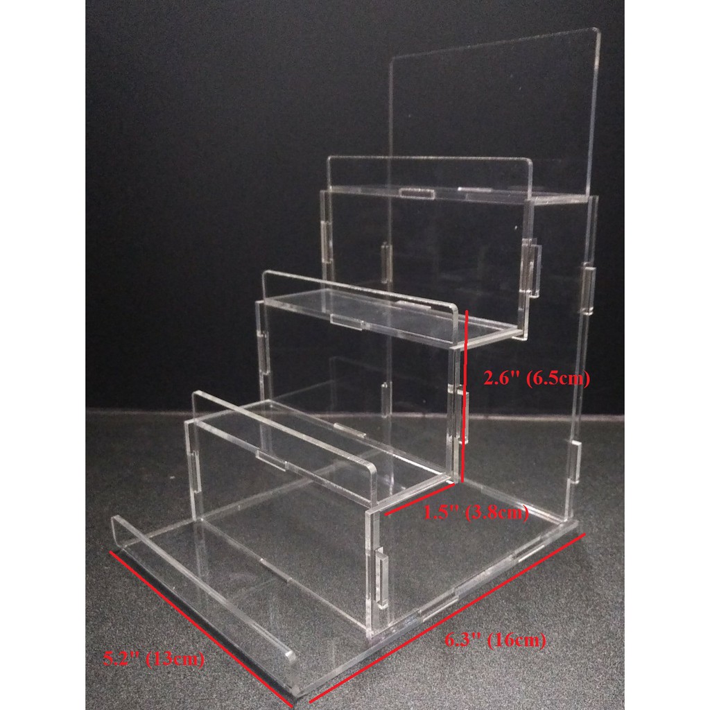 Kệ mica trong trưng bày ví và sản phẩm 4 tầng