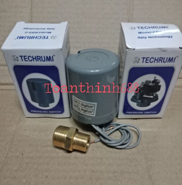 Rờ le máy bơm tăng áp Techrumi (tặng ren ngoài 21/17mm thau)