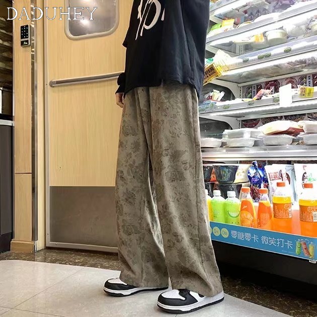 DaDuHey Men's Autumn Loose Korean Style Trendy All-Matching Straight Pants Trendy Trendy Full Printed Sports Casual Pants