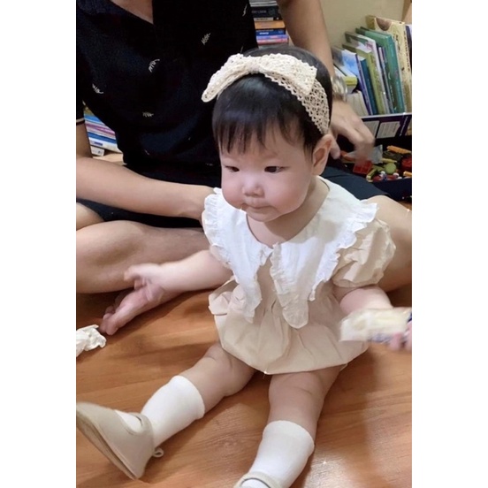 Turban/ Bờm ren màu beige hàn quốc cho bé