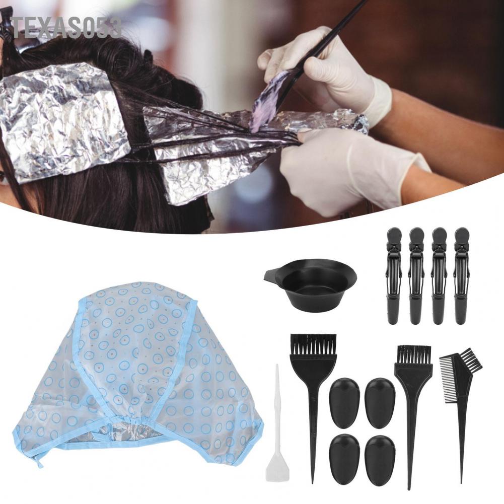 Texas053 14pcs Hair Dye Brush Bowl Set Clip Stable Bottom Professional  Salon Coloring Kit