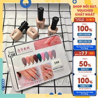 Set Sơn Móng Tay 9 Chai Honey Girl (Xanh , Thạch Hồng , Thạch Anh , Gel Lông , Nâu Tây ) Bóng Bền Chính Hãng