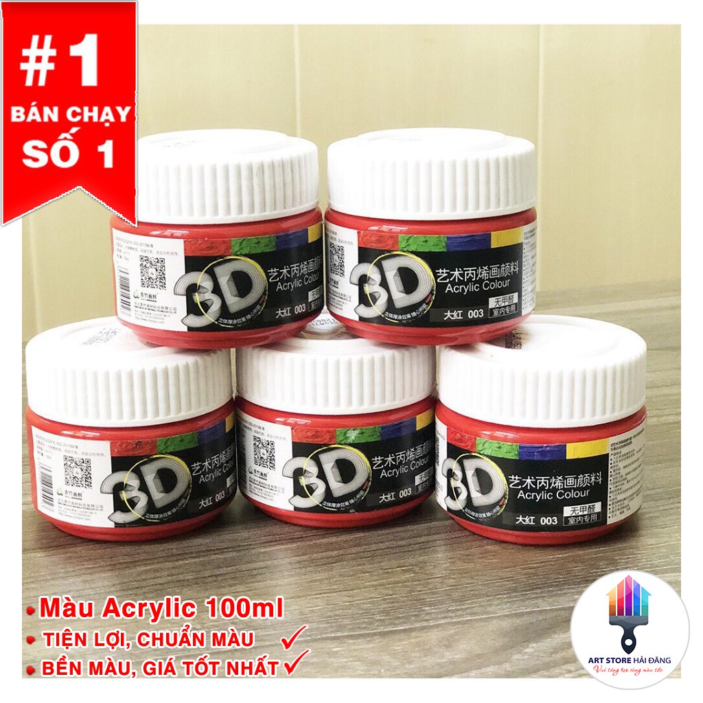 (RẺ NHẤT) Màu Vẽ Acrylic 3D 100ml Chính Hãng&lt;3 Custom Giày,Vải,Túi,Tranh Giấy,Vải Toan