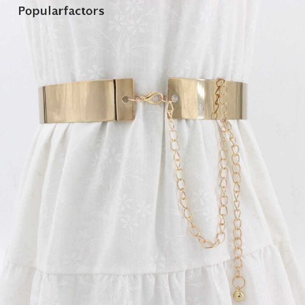 Thắt Lưng Kim Loại Bản Rộng Màu Bạc Thời Trang Cho Nữ