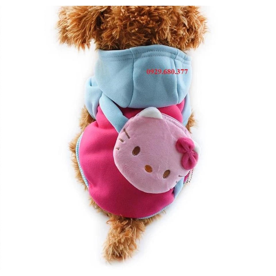 Áo Hoodie có nón và túi đeo cho chó mèo hình Kitty - PetSaigon