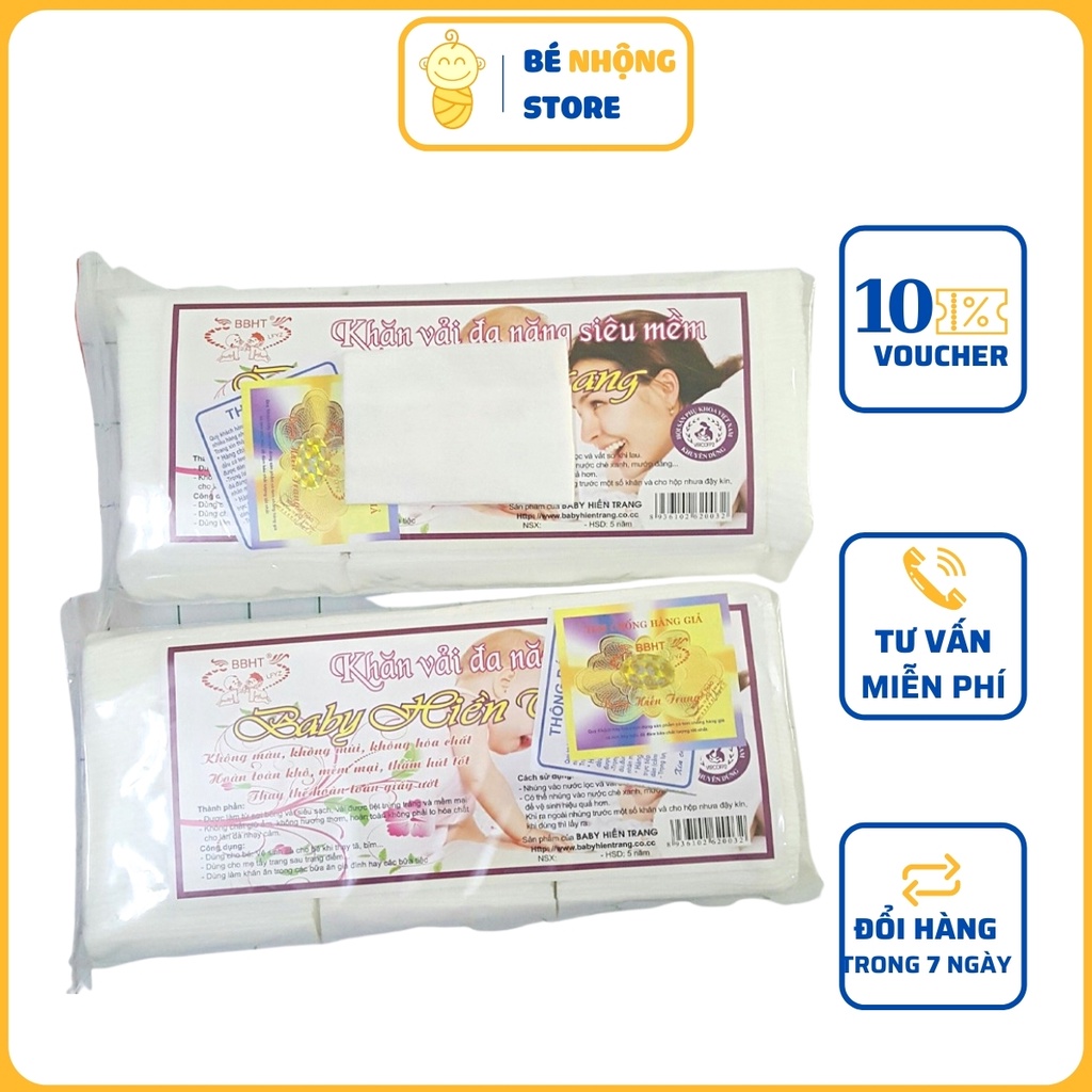 [Mã 99FMCGSALE1 giảm 10% đơn 250K] Combo 4 Gói Khăn khô đa năng HIỀN TRANG siêu mềm cho bé (185-200gram/1 gói)