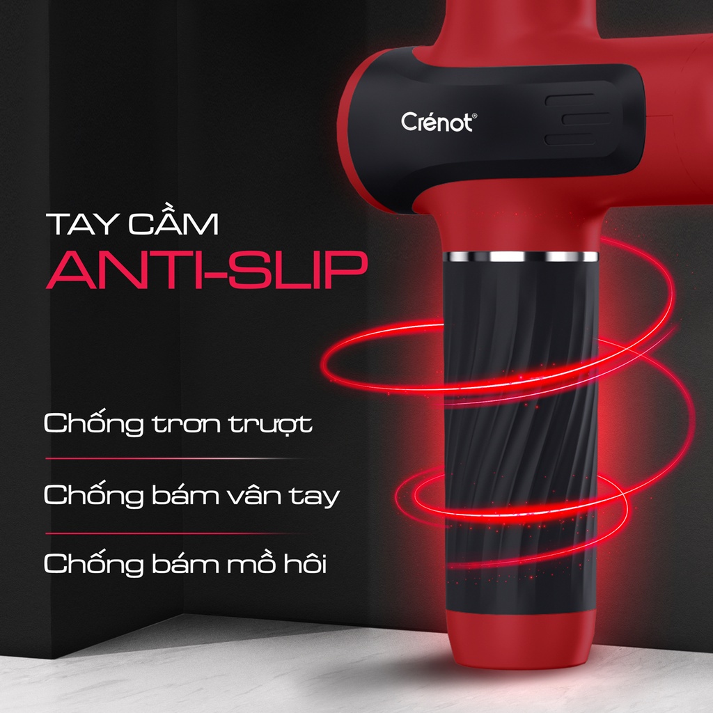 Súng massage cầm tay CRENOT Therap M5 máy matxa thư giãn giảm đau nhức toàn thân nhiều cấp độ rung tần số cao