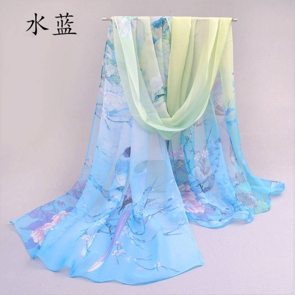 Khăn Choàng Vải Lụa Voan Mỏng Dài Phong Cách Hàn Quốc Dễ Phối Đồ Thời Trang Xuân Thu Thu Đông Dành Cho Bạn Nữ Phiên Bản Mới