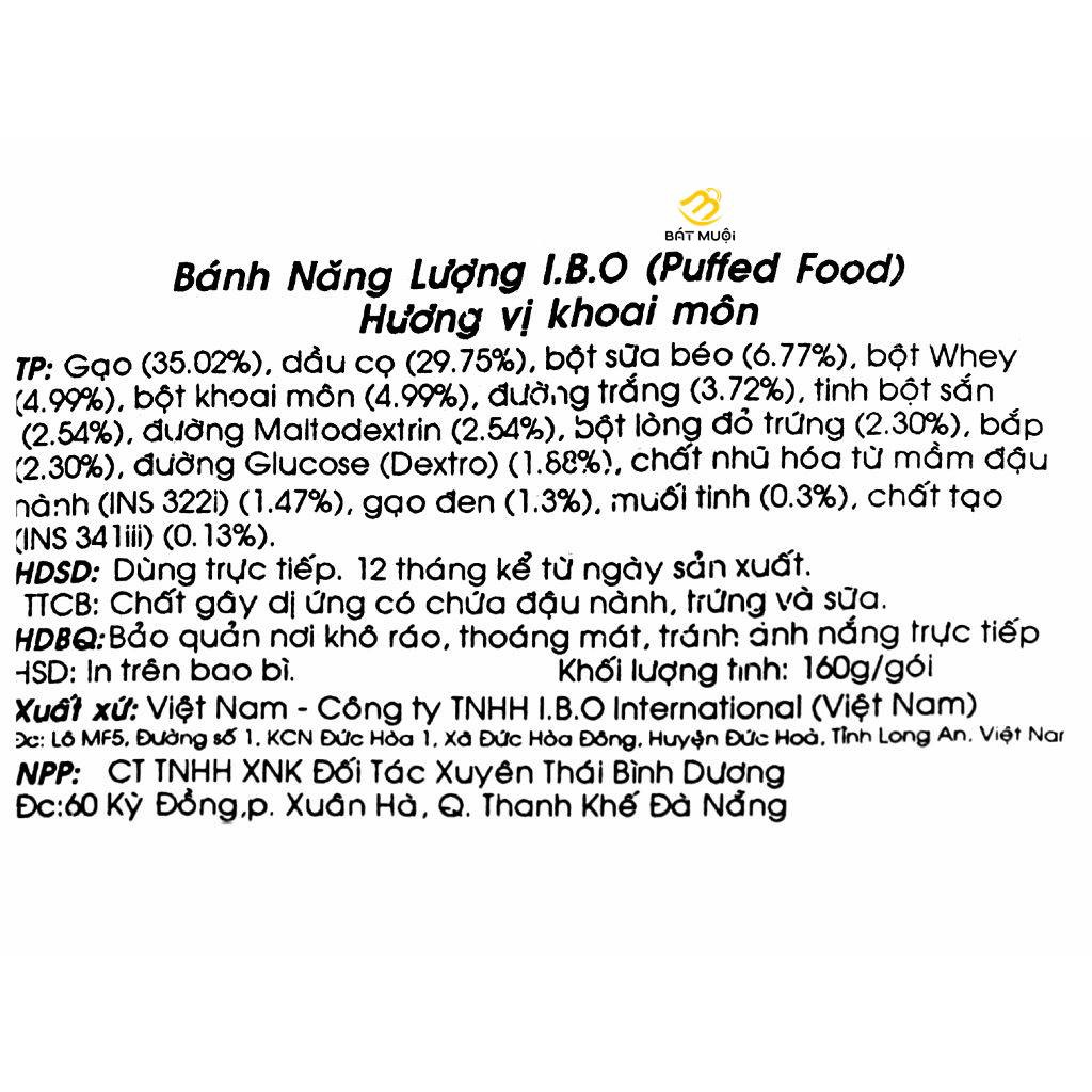 Bánh ống ngũ cốc năng lượng Energy Bar I.B.O 160g (16 thanh)