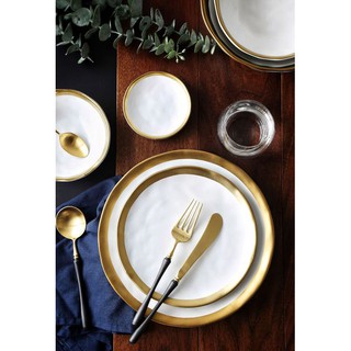 BISTRO Đĩa tròn trắng viền vàng 20cm 5315DM