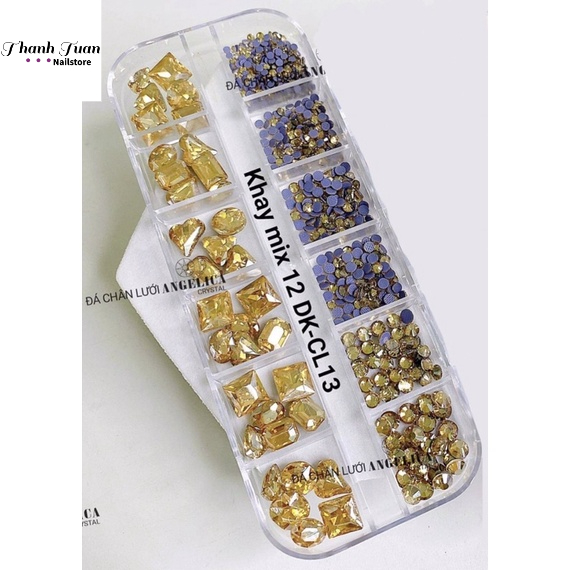 Khay 520v Đá khối mix Đá chân lưới Angelica chính hãng- Phụ kiện đồ nail HSM