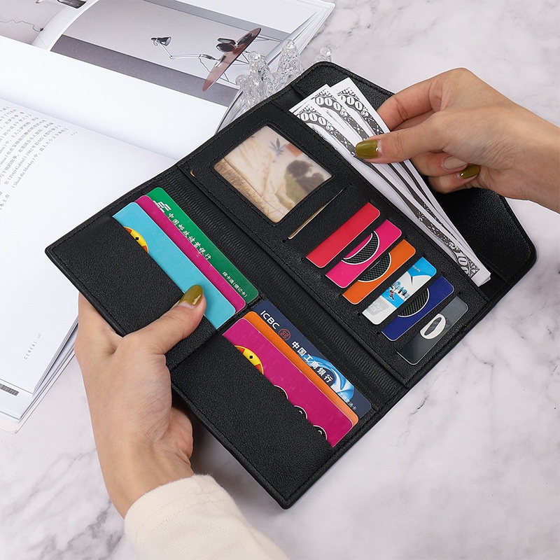 Ví Nữ Dáng Dài Vải Canvas Thiết Kế Nhiều Ngăn Tiện Dụng Phong Cách Retro