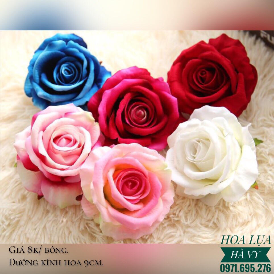 Hoa Lụa | ĐẦU BÔNG HỒNG NHUNG (Chất liệu lụa phủ nhung cao cấp)