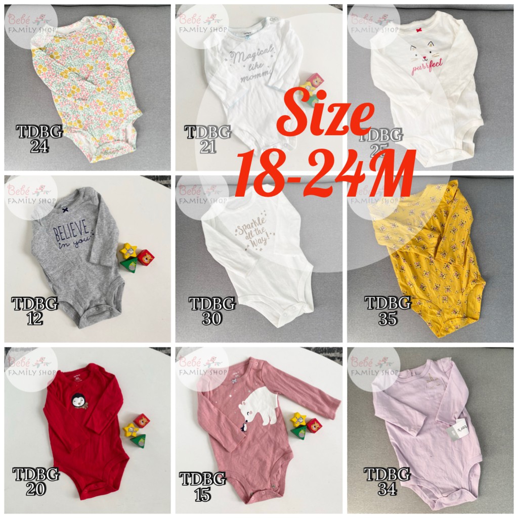 [SIZE 18-24M] Body chip dài tay BÉ GÁI Carters/ bodysuit cho bé xuất dư tay dài TDBG - bebefamilyshop