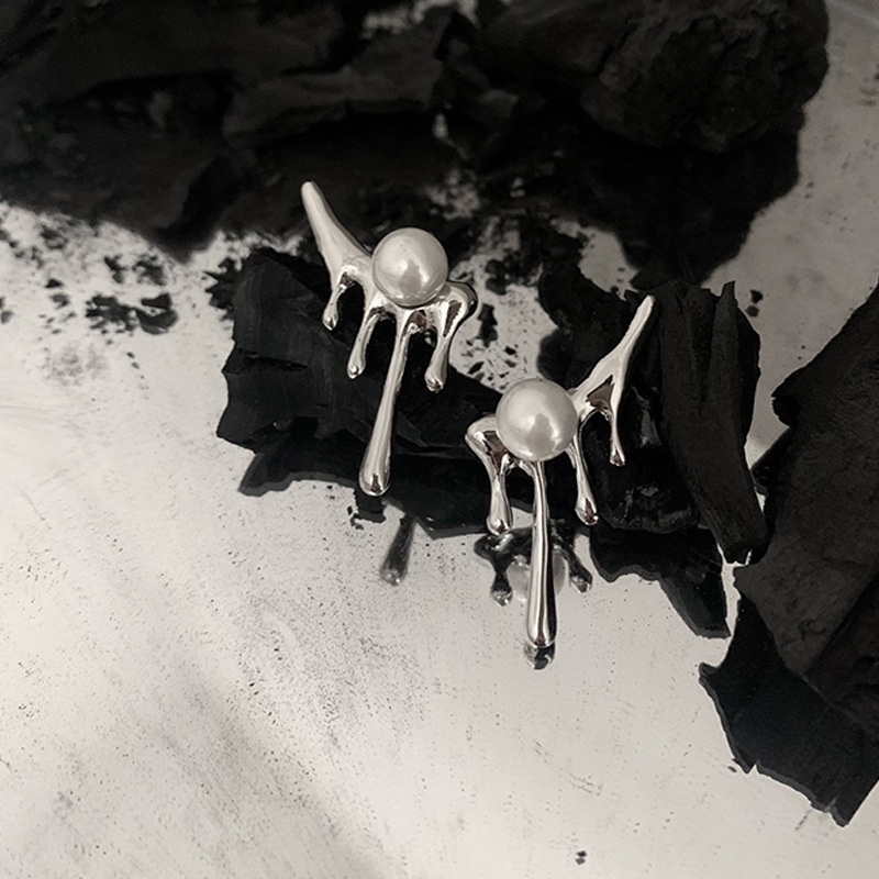 Khuyên Tai Kim Loại Đính Hạt Ngọc Trai Hình Giọt Nước 19A1221
