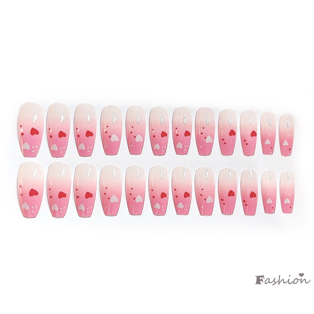 Bộ 24 Móng Tay Giả Dáng Dài Màu Đỏ Kèm Thạch Có Thể Tháo Rời Dùng Trang Trí Móng Tay