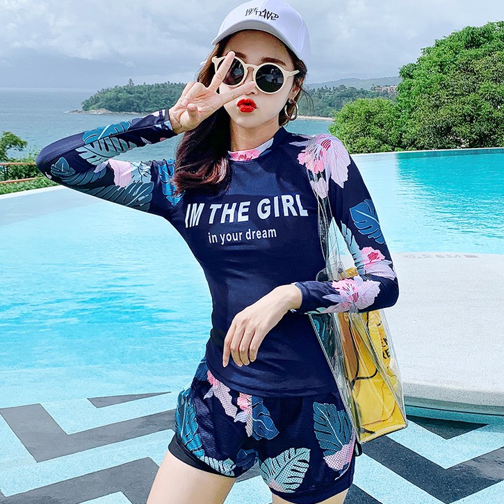 Bikini Nữ 2 Mảnh Quần Đùi Cạp Cao Aó Crop Dài Tay Phủ Bụng Bin Sports BHV089 | BigBuy360 - bigbuy360.vn