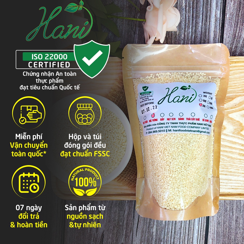 200gr Mè Trắng Sạch ( Hạt Vừng Trắng ) Hữu Cơ Không Chất Bảo Quản  HANI FOOD