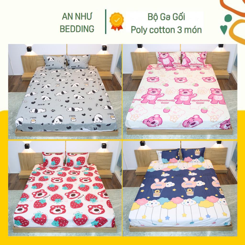 Bộ ga giường 💖m6/m8💖 drap giường poly, ga trải giường + 2 vỏ gối nằm đơn giản An N