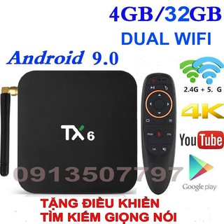 Android tv box tx6 ram 4g dual wifi có bluetooth tặng khiển tìm kiếm giọng nói