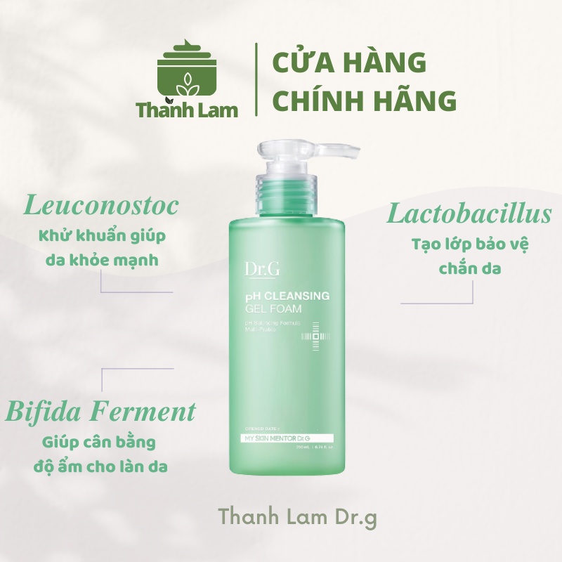 Sữa rửa mặt dưỡng ẩm BHA Dr.g Ph Cleansing gel foam Dr.g Hàn Quốc 200ml