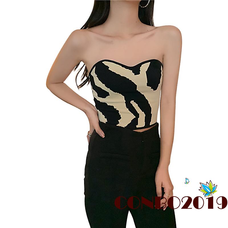 Áo ống cúp ngực họa tiết bò sữa quyến rũ dành cho nữ