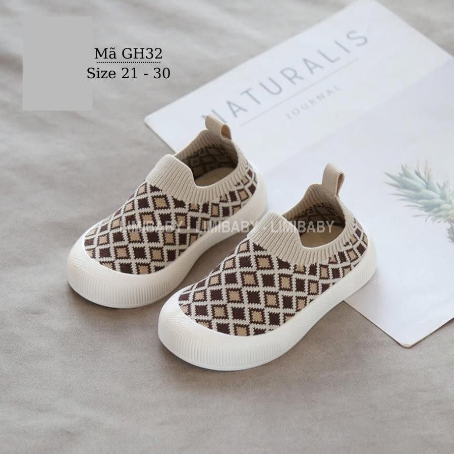 Giày bún cho bé trai LIMIBABY len cổ thun nâu kem dáng thể thao năng động cá tính cho trẻ em 1, 2, 3, 4, 5 tuổi GH32