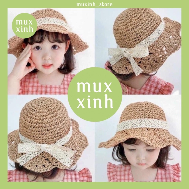 Mũ cói nón cói móc mềm mẹ và bé [Ảnh thật shop tự chụp 100%] (M09)
